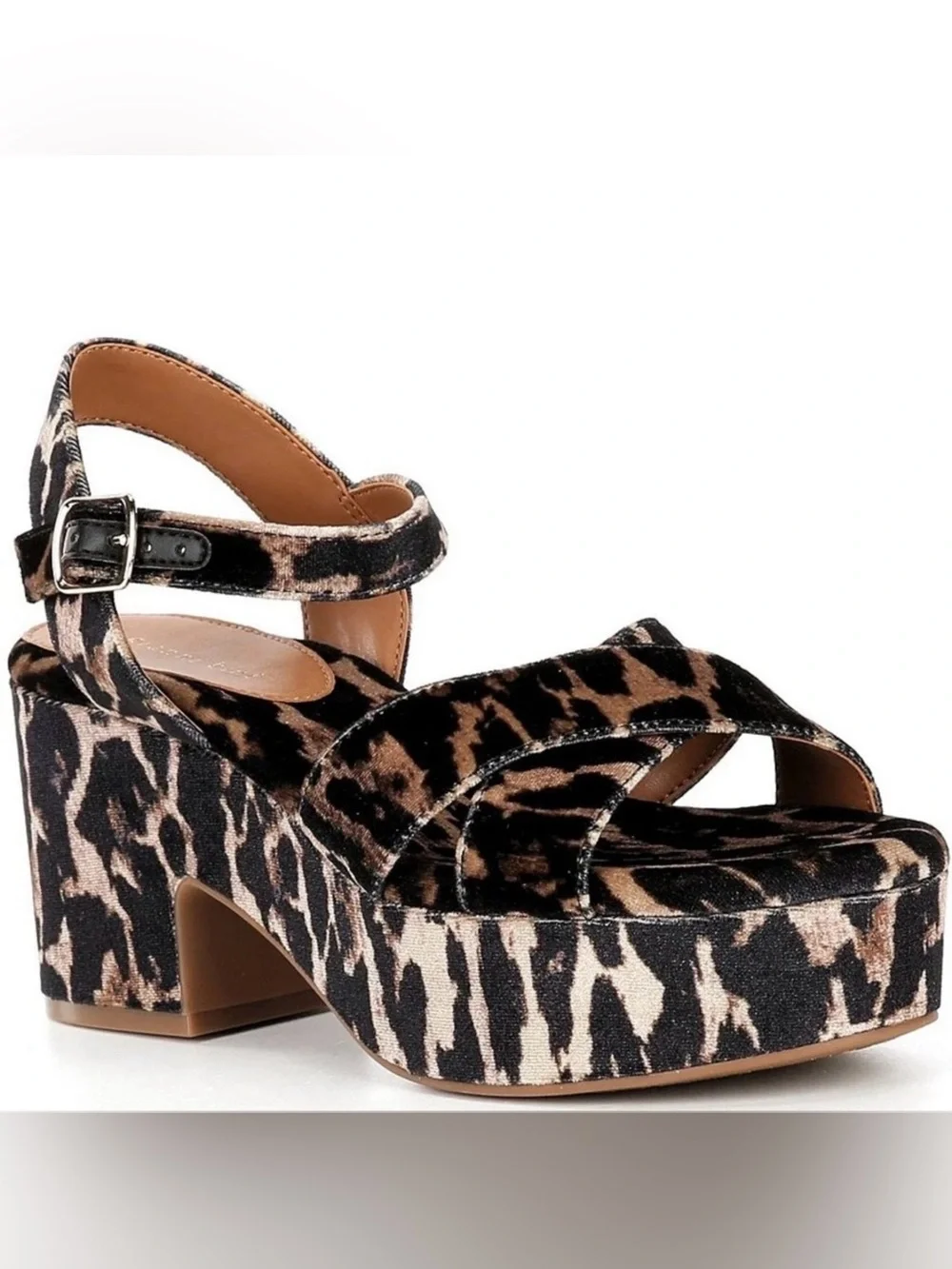 Gianni Bini Joize Velvet Leopard Print Platform Sandals